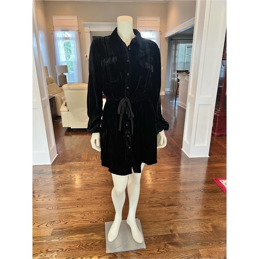 Black Velvet Shirt Dress